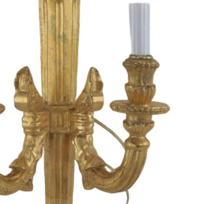 a pair of vintage louis xvi style gilded wall lamps 5441