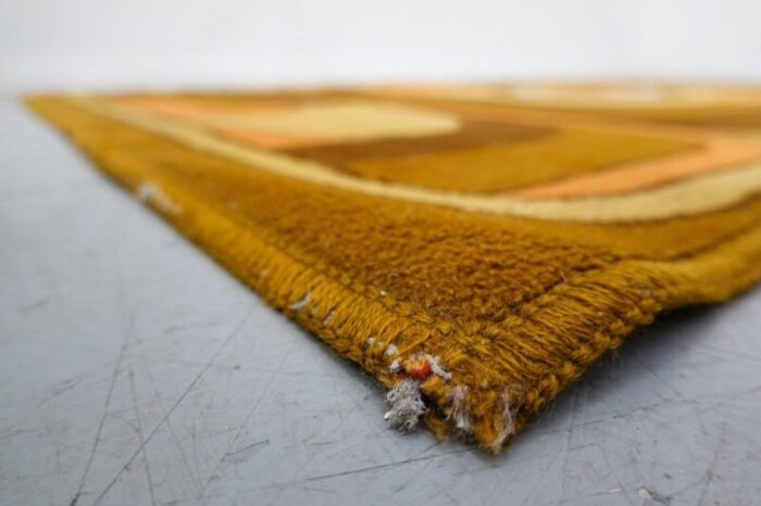 abstract orange yellow and brown wool rug 1970s 2