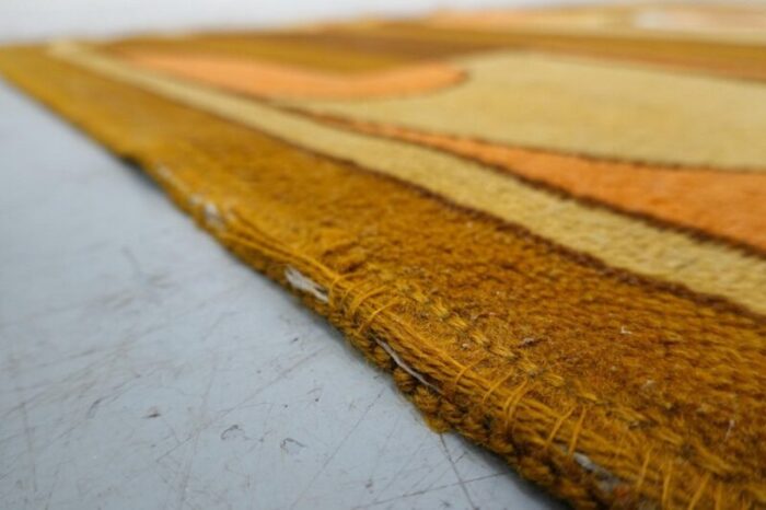 abstract orange yellow and brown wool rug 1970s 3