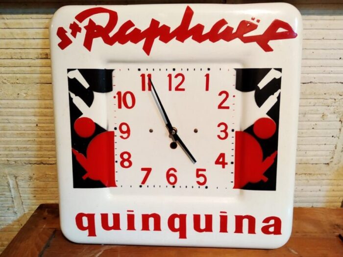 advertising clock from saint raphael cinquina in enamelled sheet 1955 1