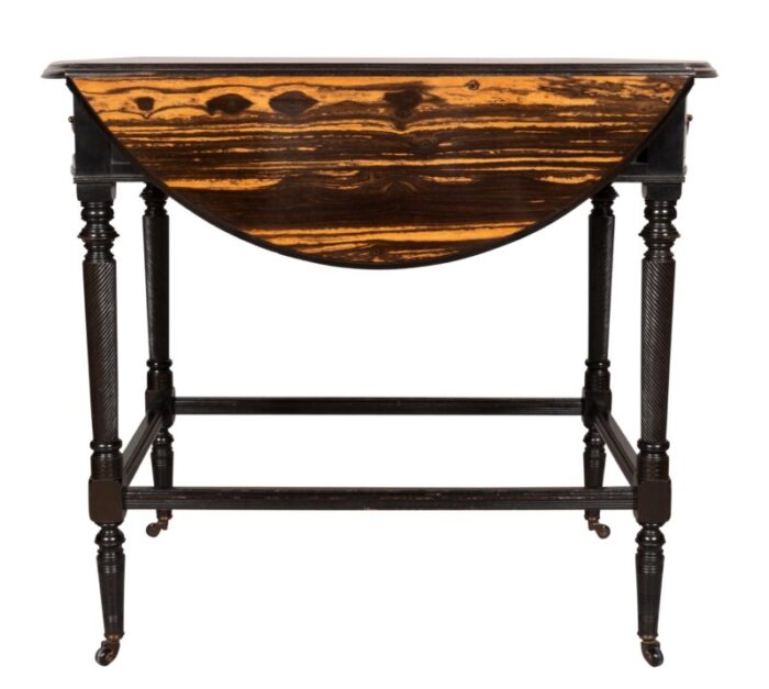 aesthetic movement calamander and ebonized pembroke table 0608