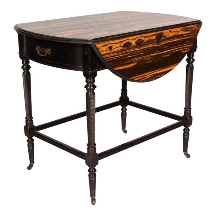 aesthetic movement calamander and ebonized pembroke table 1431