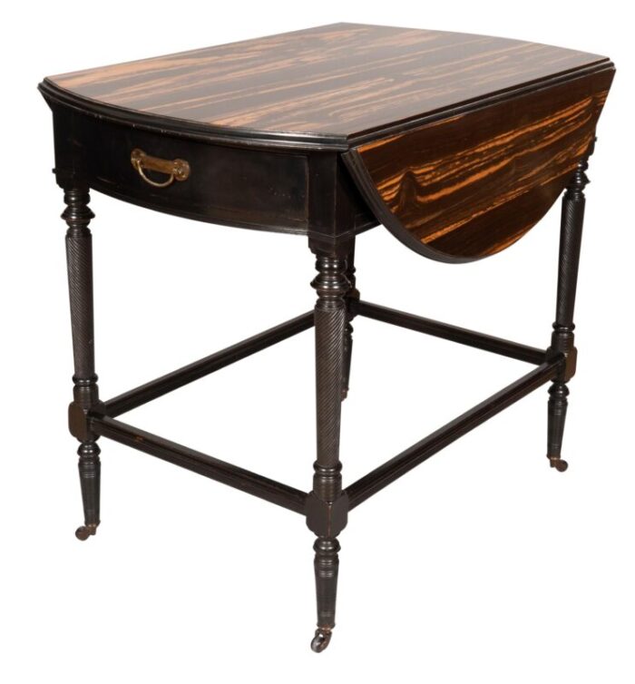 aesthetic movement calamander and ebonized pembroke table 4140