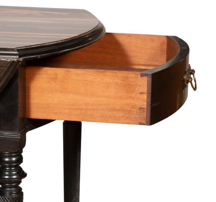 aesthetic movement calamander and ebonized pembroke table 4401