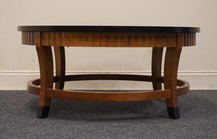 altavista lane german inspired biedermeier style tiger maple 38 round accent coffee table 11141 03 3913