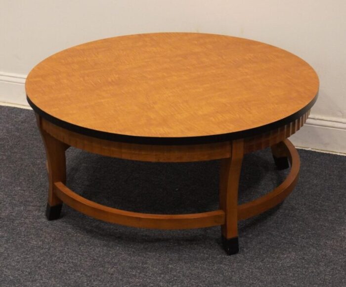 altavista lane german inspired biedermeier style tiger maple 38 round accent coffee table 11141 03 4174