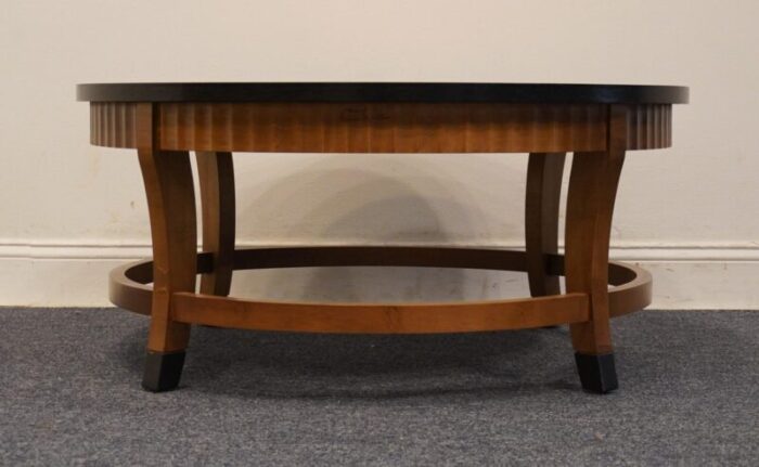 altavista lane german inspired biedermeier style tiger maple 38 round accent coffee table 11141 03 8043