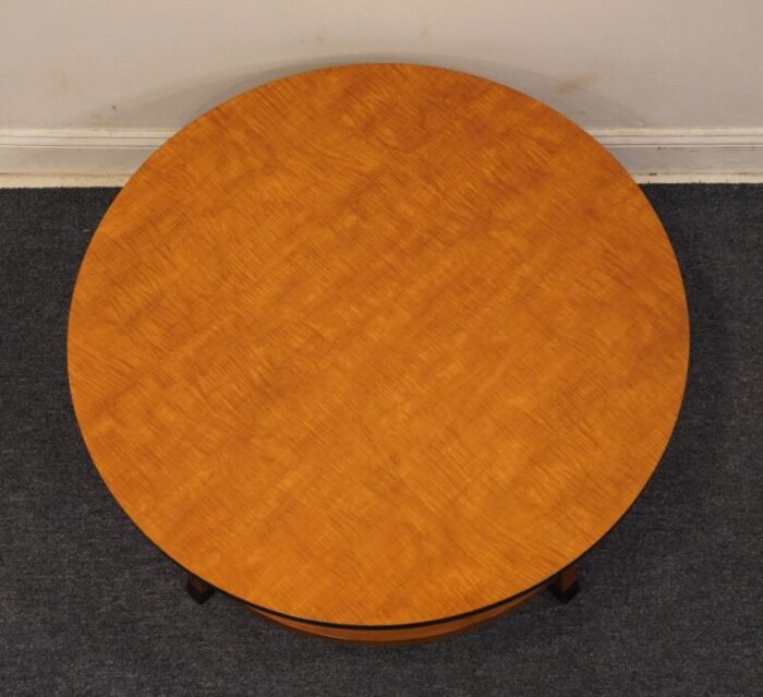 altavista lane german inspired biedermeier style tiger maple 38 round accent coffee table 11141 03 9418