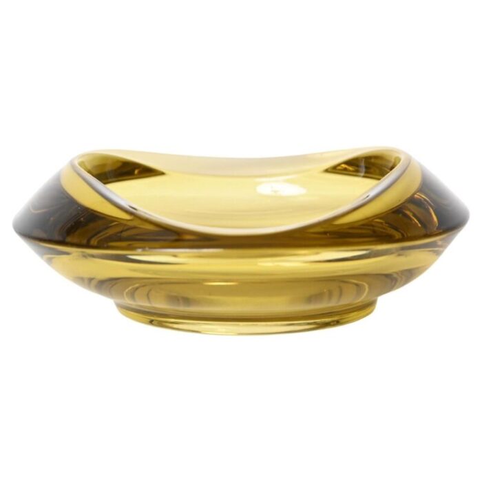 amber yellow murano sommerso glass bowl by flavio poli 1970s 1