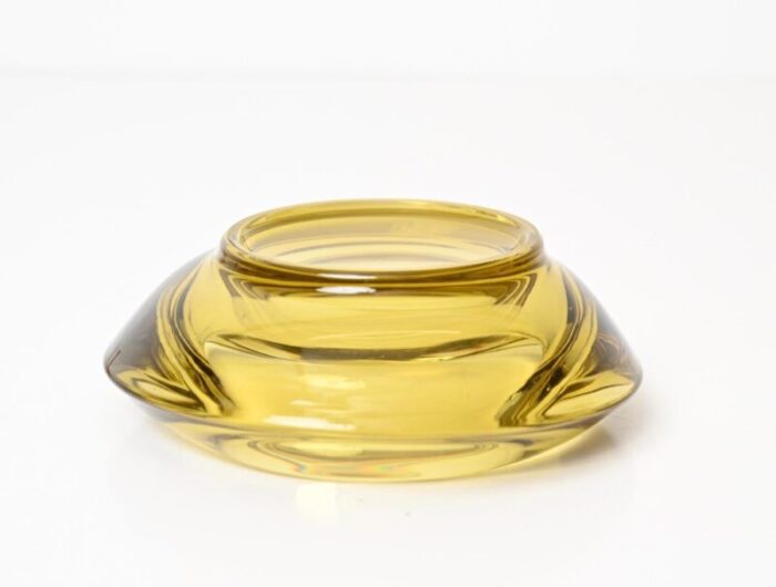 amber yellow murano sommerso glass bowl by flavio poli 1970s 12