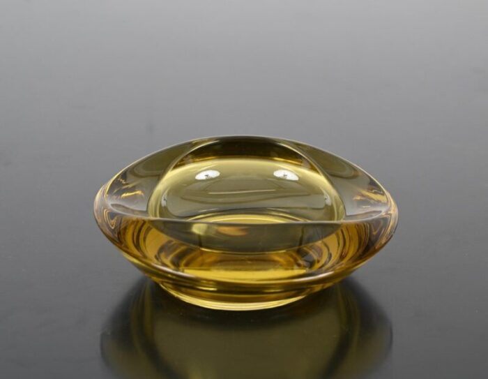 amber yellow murano sommerso glass bowl by flavio poli 1970s 3