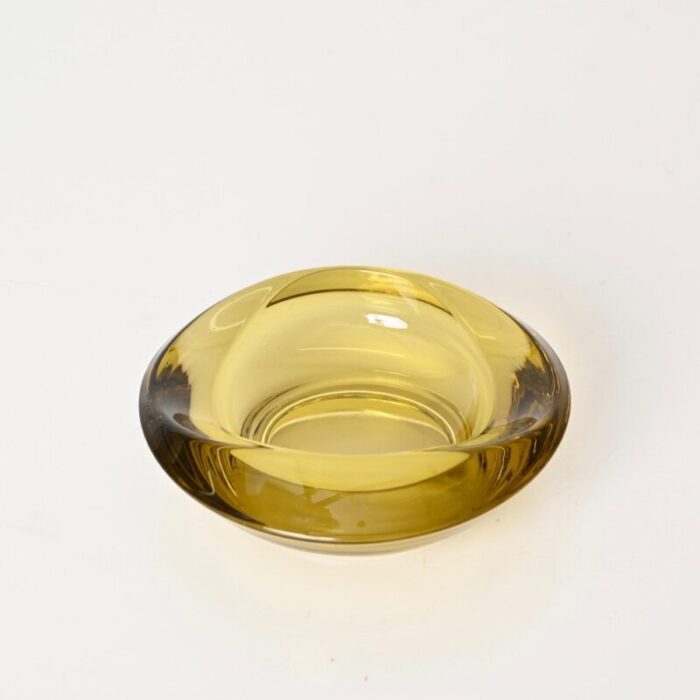 amber yellow murano sommerso glass bowl by flavio poli 1970s 4