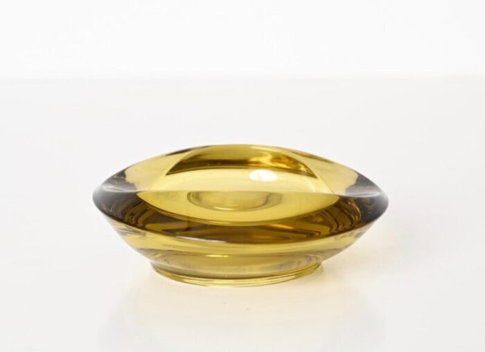 amber yellow murano sommerso glass bowl by flavio poli 1970s 5