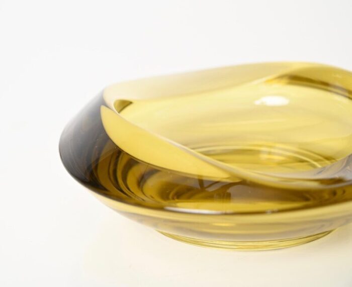 amber yellow murano sommerso glass bowl by flavio poli 1970s 7