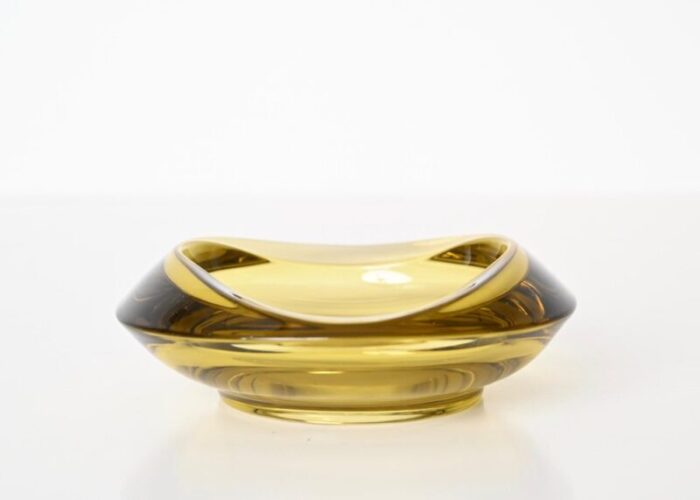 amber yellow murano sommerso glass bowl by flavio poli 1970s 8