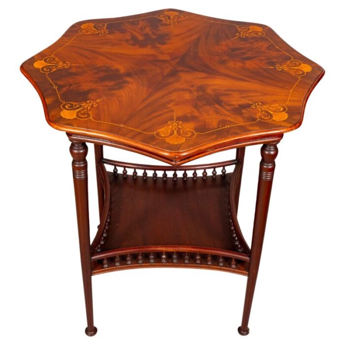 american aesthetic mahogany and inlaid table 8777