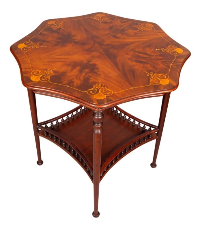 american aesthetic mahogany and inlaid table 9477