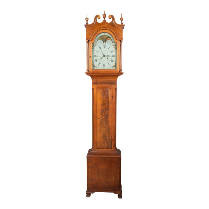 american walnut tall case clock by solomon gorgas 4925