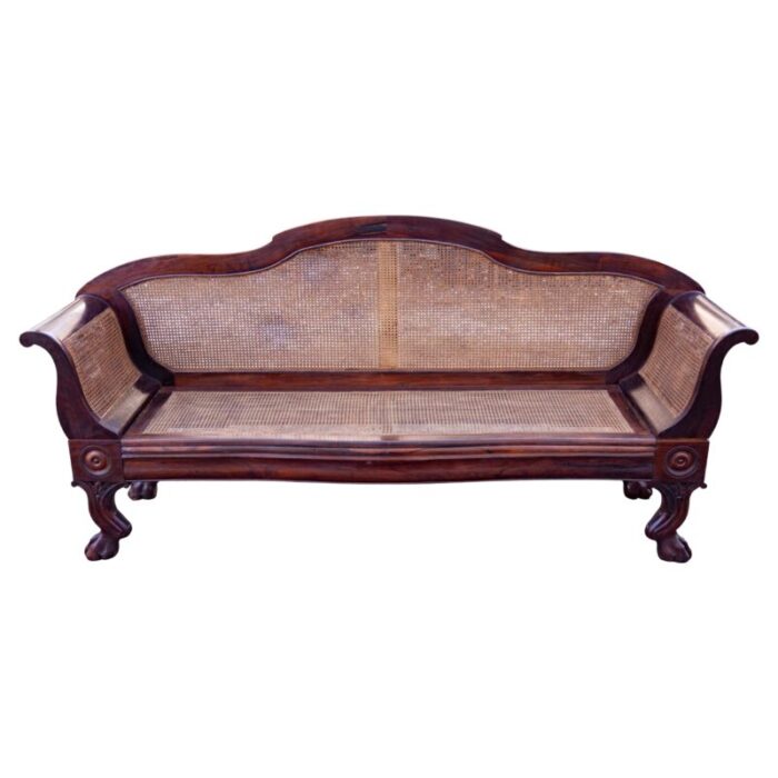 anglo indian rosewood and caned settee 7923