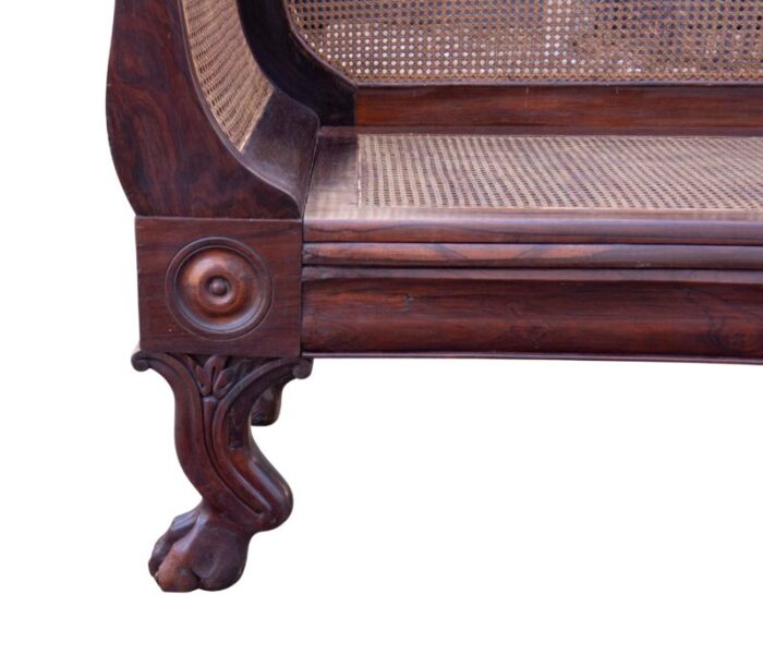 anglo indian rosewood and caned settee 9432