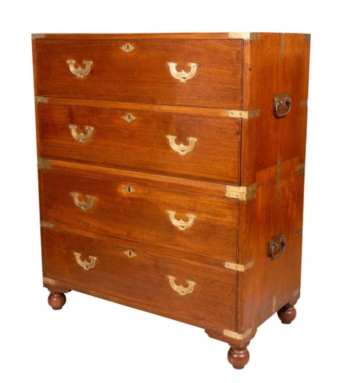 anglo indian teakwood campaign chest 8119