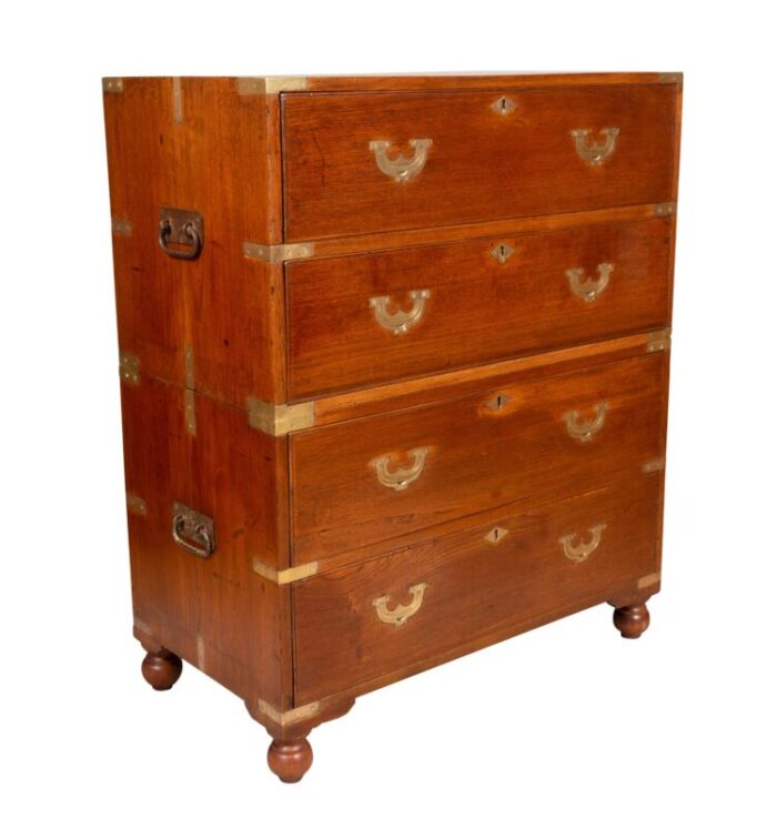 anglo indian teakwood campaign chest 8453