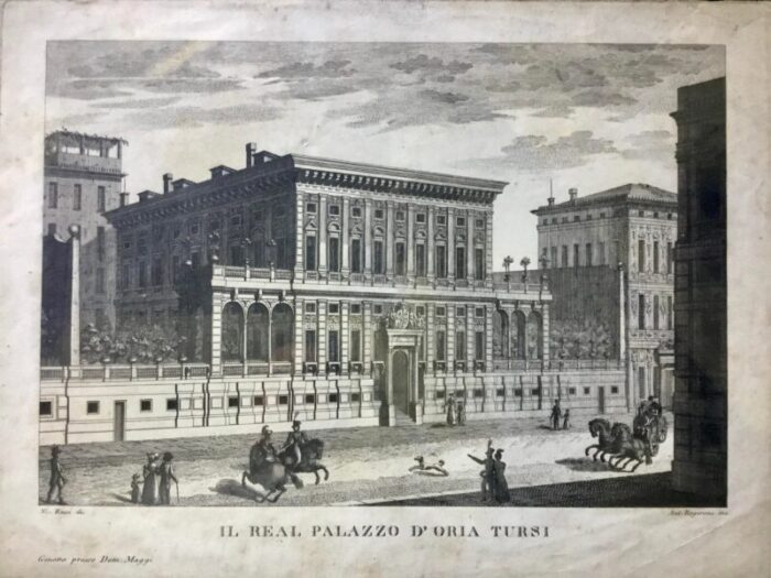 antiquarian engraving palazzo d oria tursi early 19th century 4006