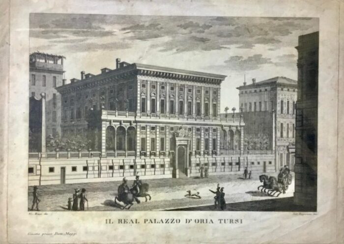 antiquarian engraving palazzo d oria tursi early 19th century 6747