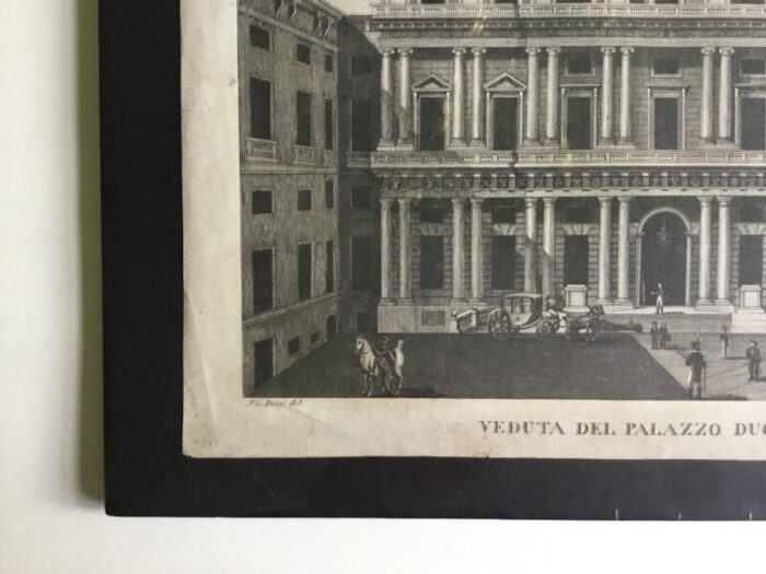 antiquarian engraving veduta del palazzo ducale early 19th century 2464