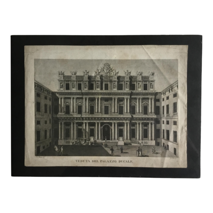 antiquarian engraving veduta del palazzo ducale early 19th century 6241