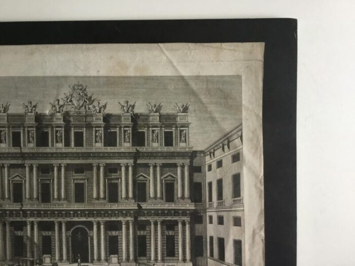 antiquarian engraving veduta del palazzo ducale early 19th century 8374