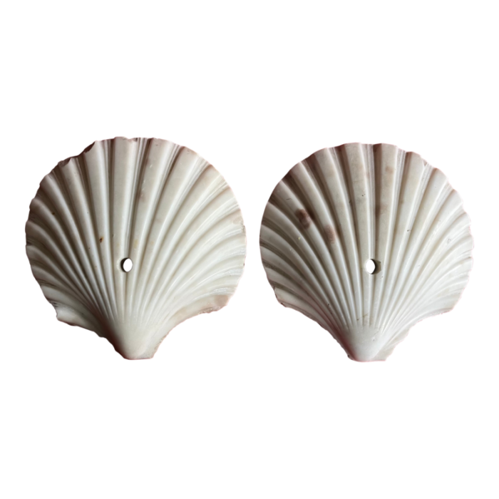 antique art deco italian carved marble scallop sea shells circa 1920 a pair 0309