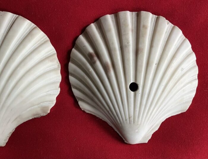 antique art deco italian carved marble scallop sea shells circa 1920 a pair 3946