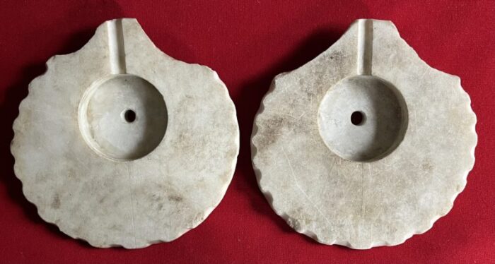 antique art deco italian carved marble scallop sea shells circa 1920 a pair 7024