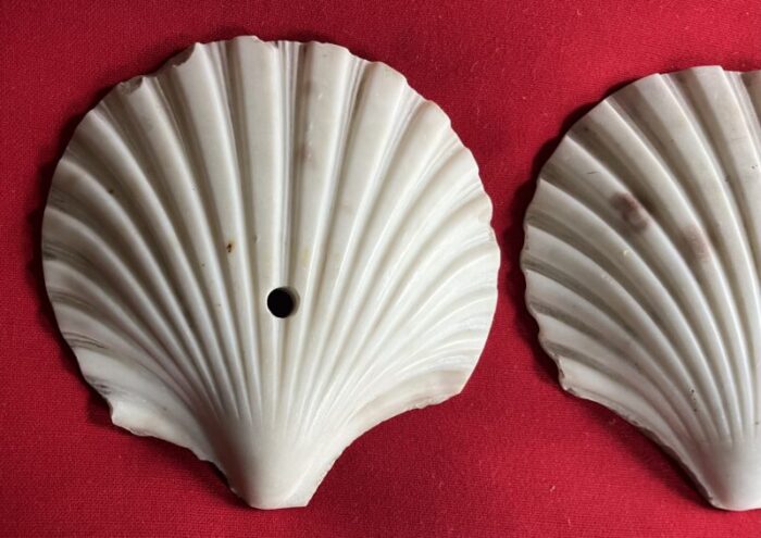 antique art deco italian carved marble scallop sea shells circa 1920 a pair 7987