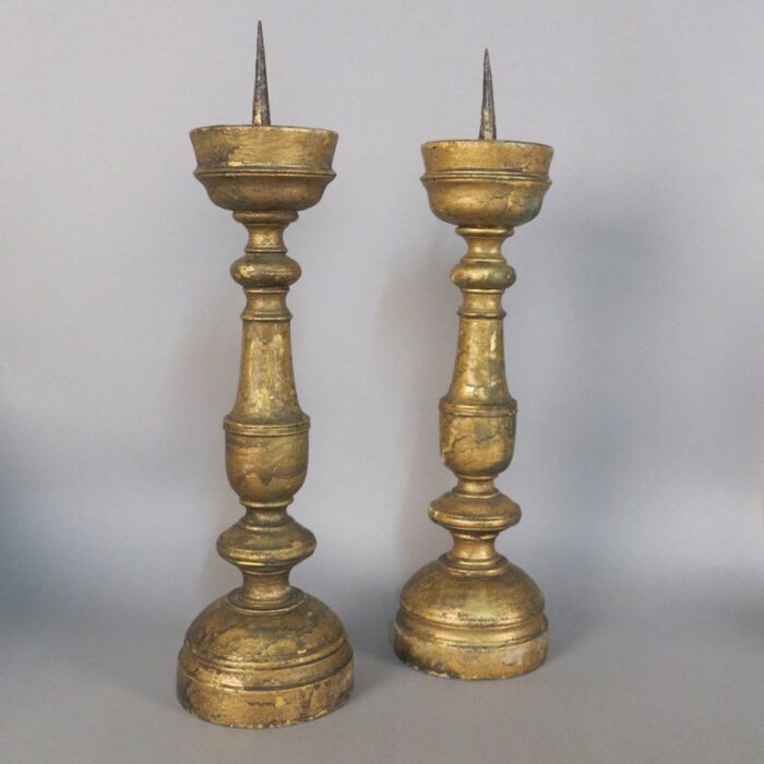 antique baroque wooden candlesticks set of 2 1