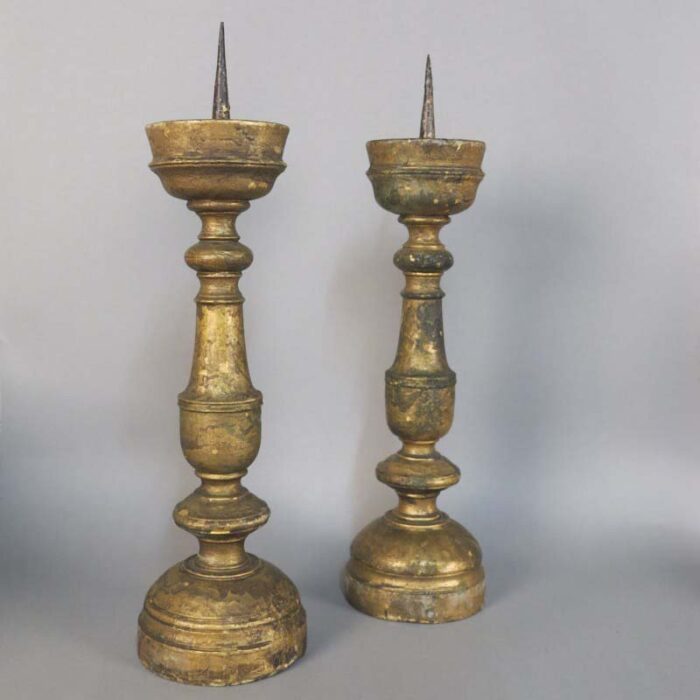 antique baroque wooden candlesticks set of 2 3