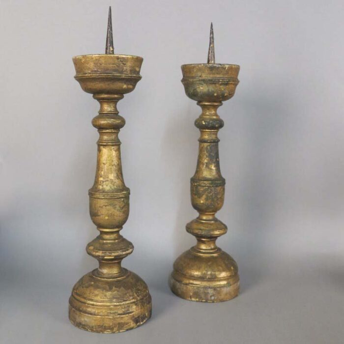 antique baroque wooden candlesticks set of 2 5