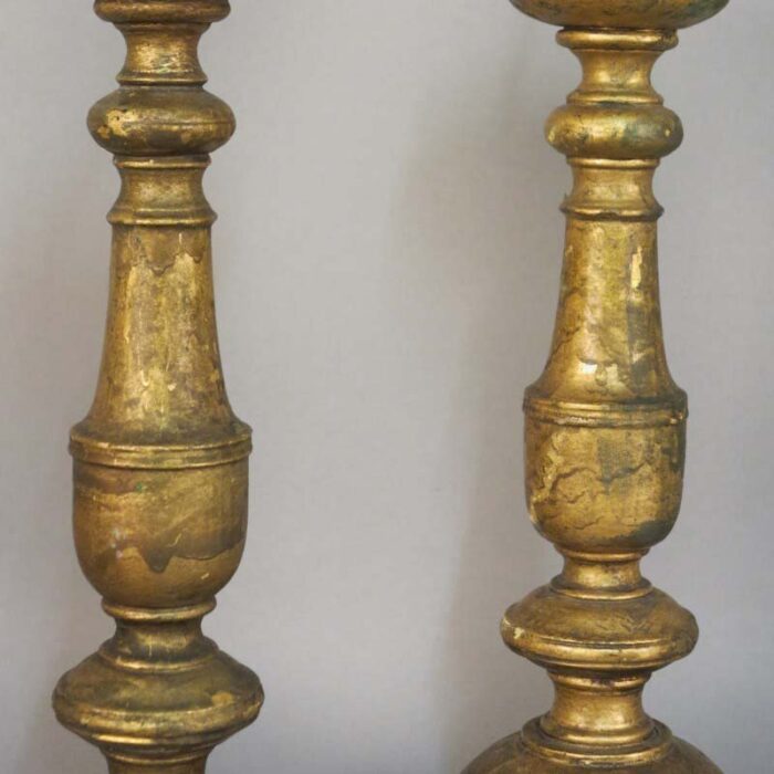 antique baroque wooden candlesticks set of 2 8