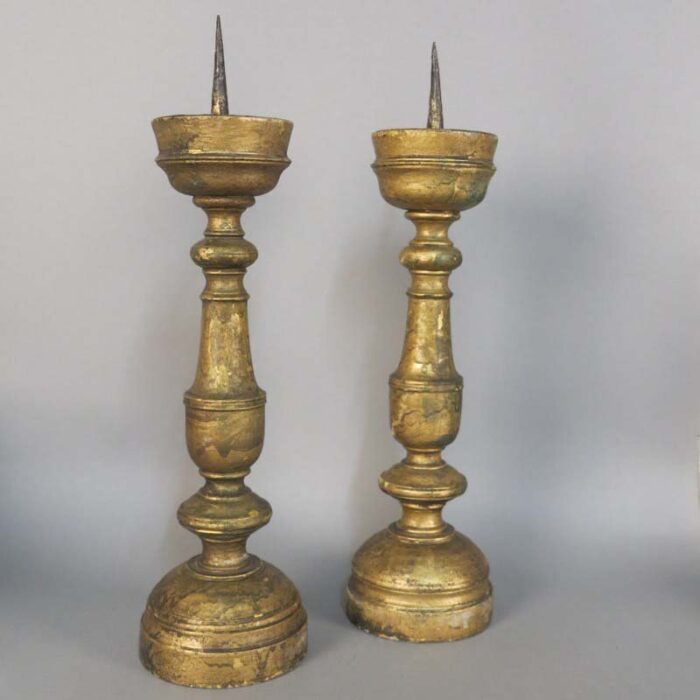 antique baroque wooden candlesticks set of 2 9