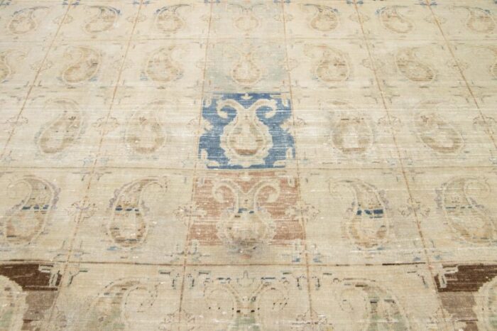 antique beige wool rug persian tabriz boteh designed from the 1920s 6609