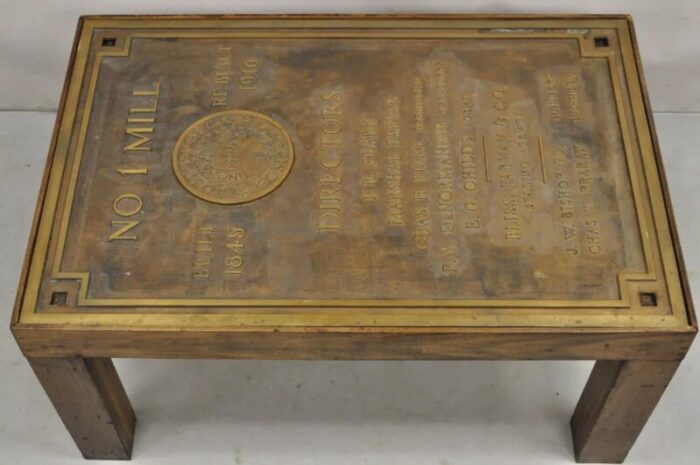 antique boston duck company 1845 large bronze plaque custom coffee table 9950