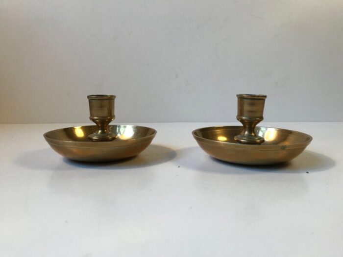 antique brass travel candlesticks 1800s set of 2 2