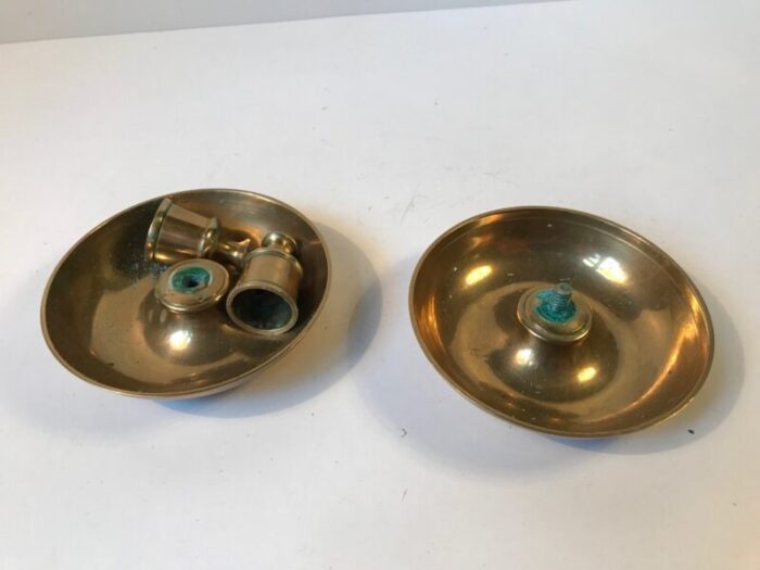 antique brass travel candlesticks 1800s set of 2 3