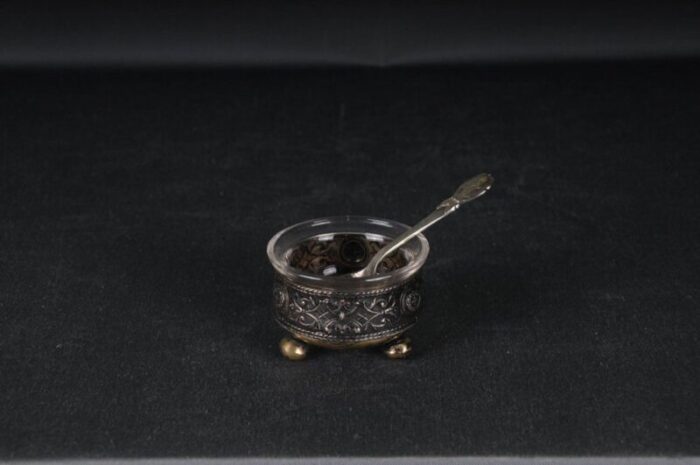 antique caviar bowl in 800 silver with spoon set of 2 2