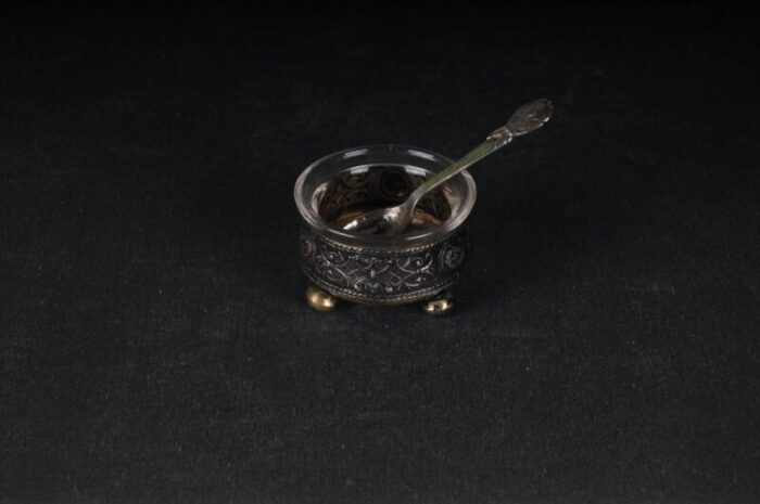 antique caviar bowl in 800 silver with spoon set of 2 4