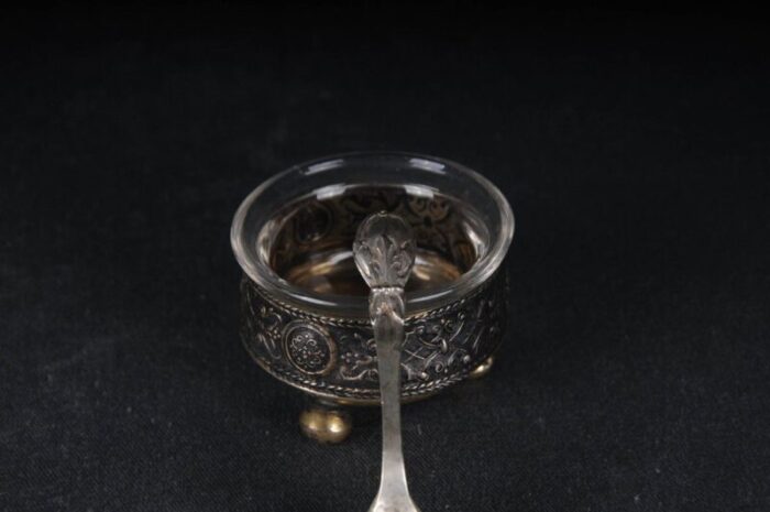 antique caviar bowl in 800 silver with spoon set of 2 6