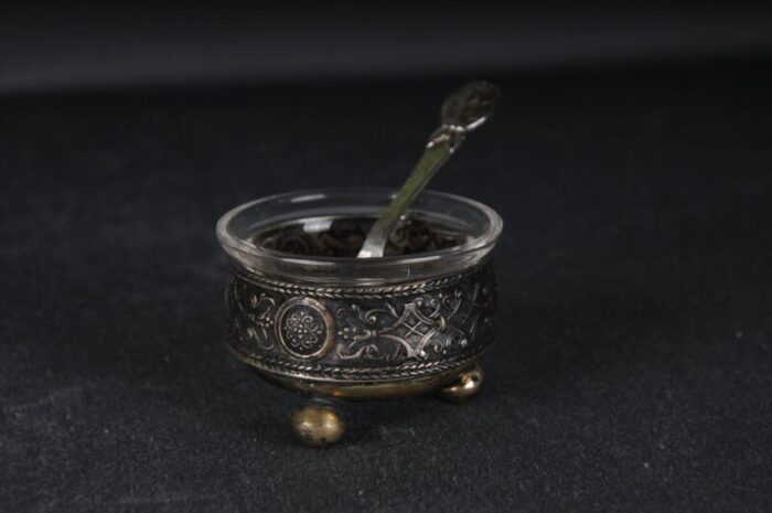 antique caviar bowl in 800 silver with spoon set of 2 7