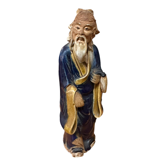 antique chinese mudman wise man with brush 1890 1919 0947