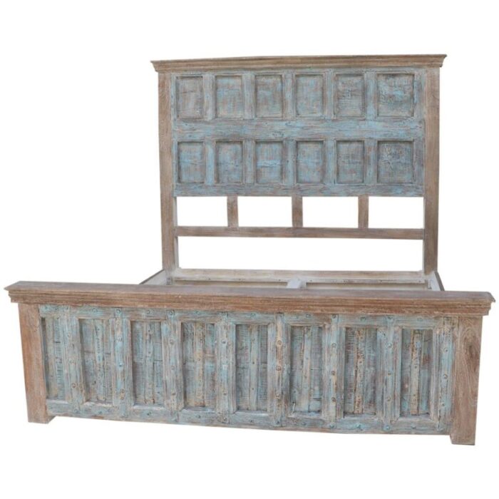 antique door repurposed distressed blue finished farmhouse style kind size bed 6165